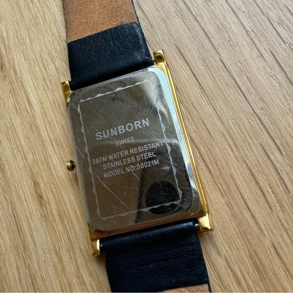 Sunborn Mother Of Pearl Leather Strap Watch